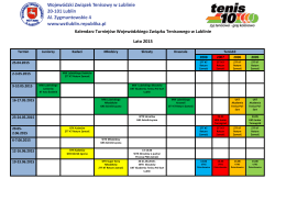 Kalendarz Turniejów Wojewódzkiego Związku Tenisowego w
