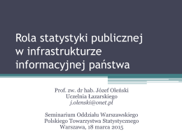 Rola statystyki publicznej w infrastrukturze informacyjnej państwa