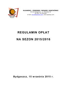 Regulamin opłat KPZKosz 2015/16