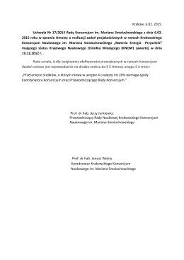 Uchwała Nr 17/2015 Rady Konsorcjum im. Mariana