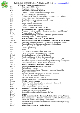 Kalendarz imprez BORT PTTK na 2009 rok