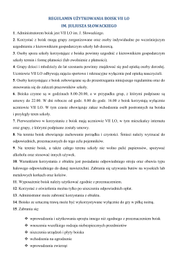 Regulamin użytkowania boisk - VII LO im. Juliusza Słowackiego