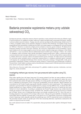 Badania procesów wypierania metanu przy udziale sekwestracji CO2