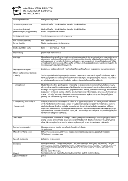 Nazwa przedmiotu Fotografia użytkowa Jednostka prowadząca