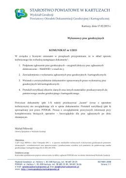 KOMUNIKAT nr 1/2015 - Starostwo Powiatowe w Kartuzach