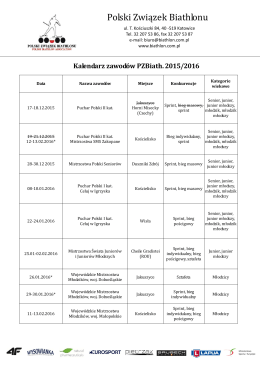 Kalendarz zawodów PZBiath. 2015/2016