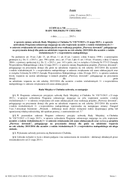 Projekt uchwały w sprawie zmiany uchwały RM w Chełmku nr VII/73