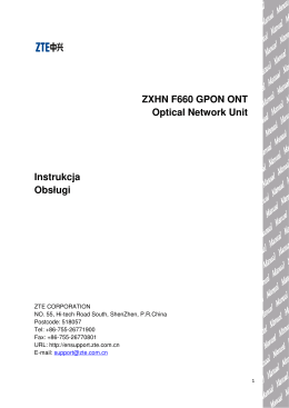 ZXHN F660 GPON ONT Optical Network Unit Instrukcja