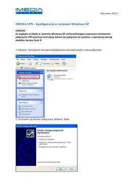 IMEDIA VPN – Konfiguracja w systemie Windows XP