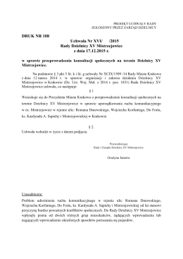 DRUK NR 108 Uchwała Nr XVI/ /2015 Rady Dzielnicy XV