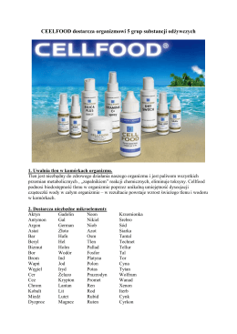 CEELFOOD dostarcza organizmowi 5 grup substancji odżywczych