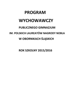 Program Wychowawczy Szkoły - Gimnazjum im. Polskich Laureatów