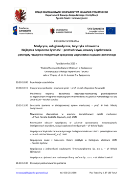 Agenda spotkania - Urząd Marszałkowski Województwa Kujawsko