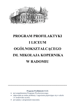 Program Profilaktyki - I Liceum Ogólnokształcące im. Mikołaja