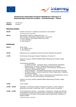 AGENDA Konferencja otwierajaca Program Interreg V A 30 09 2015