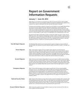 Report on Government Information Requests January 1