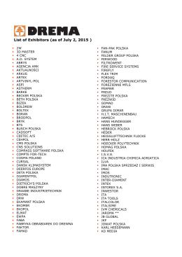 Exhibitors` list - as of July 2, 2015