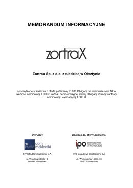 Memorandum Informacyjne Zortrax Sp. z oo