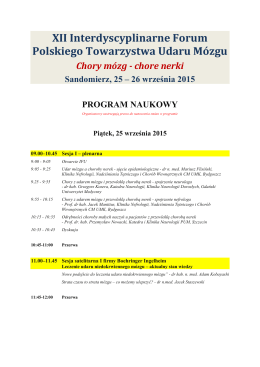 XII Interdyscyplinarne Forum Polskiego Towarzystwa Udaru Mózgu