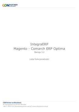 IntegraERP Magento - Comarch ERP Optima