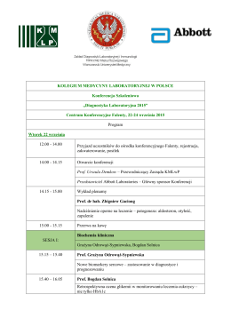 Program Konferencji - Kolegium Medycyny Laboratoryjnej w Polsce