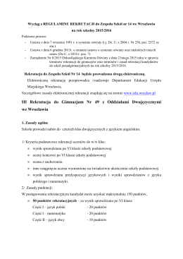 Zasady Rekrutacji do G 49 - Zespół Szkół nr 14 we Wrocławiu