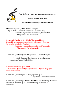 kalendarz 2015-2016 - Szkoła Muzyczna I stopnia w Kozienicach