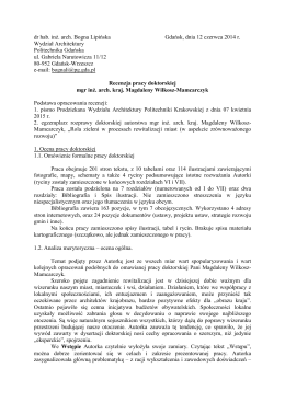 recenzja 1 - Wydział Architektury Politechniki Krakowskiej