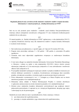 Regulamin płatnych staży - Uniwersytet Warmińsko