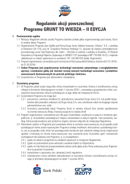 Regulamin akcji powszechnej Programu GRUNT TO WIEDZA – II