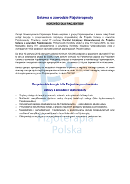 Korzyści dla Pacjentów - Stowarzyszenie Fizjoterapia Polska