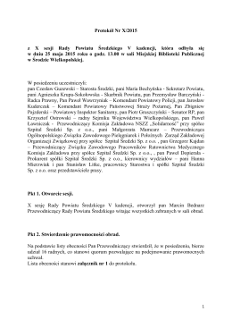 Protokół Nr X/2015 z X sesji Rady Powiatu Średzkiego V kadencji