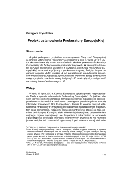 Projekt ustanowienia Prokuratury Europejskiej