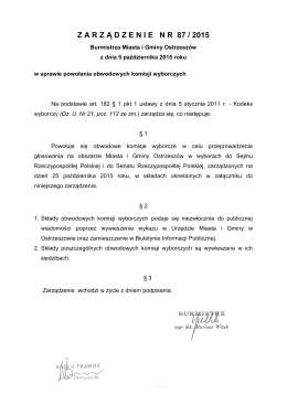 Zarządzenie Burmistrza Miasta i Gminy Ostrzeszów Nr 87/2015 z