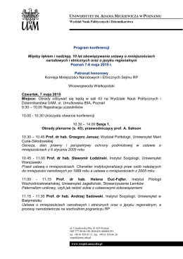 Program konferencji 7-8 maja - Wydział Nauk Politycznych i
