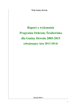 Raport z wykonania Programu Ochrony Środowiska dla Gminy