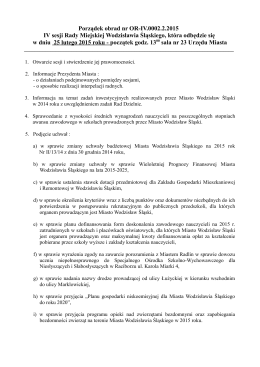 Porzadek obrad IV sesji Rady Miejskiej Wodzislawia Sl. w