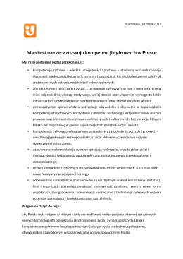 Manifest na rzecz rozwoju kompetencji cyfrowych w Polsce