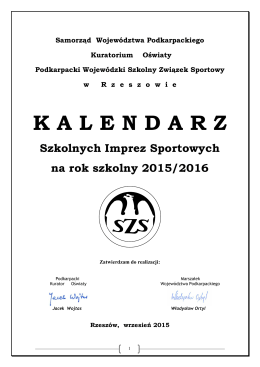 Kalendarz szkolnych imprez sportowych na rok 2015/2016