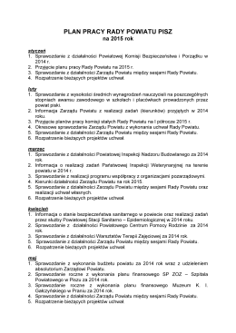 Plan pracy Rady Powiatu Pisz na 2015 r.