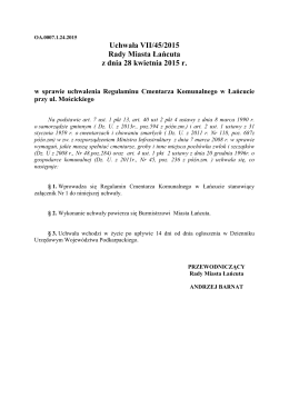 Uchwała VII/45/2015 Rady Miasta Łańcuta z dnia 28 kwietnia 2015 r.