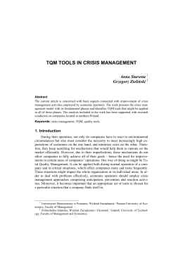TQM tools in crisis management - Wydział Zarządzania i Ekonomii