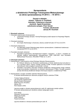 Sprawozdanie zarządu Polskiego Towadzystwa Meteorytowego (rok