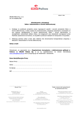 Oświadczenie o akceptacji faktur i dokumentów w formie