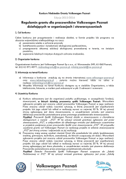 Regulamin grantu dla pracowników Volkswagen Poznań