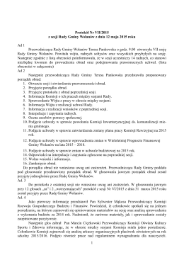 1 Protokół Nr VII/2015 z sesji Rady Gminy Wolanów z dnia 12 maja