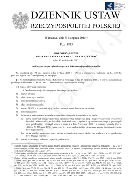 Rozporządzenie MNiSW z dnia 30 października 2015 r.