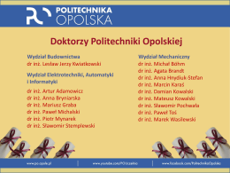 Doktorzy Politechniki Opolskiej
