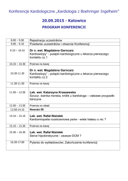 program konferencji kardiologicznej Katowice 2015