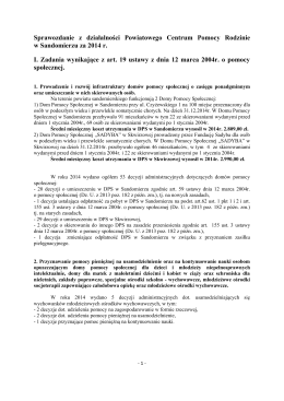 Sprawozdanie z działalności PCPR w Sandomierzu za 2014r.